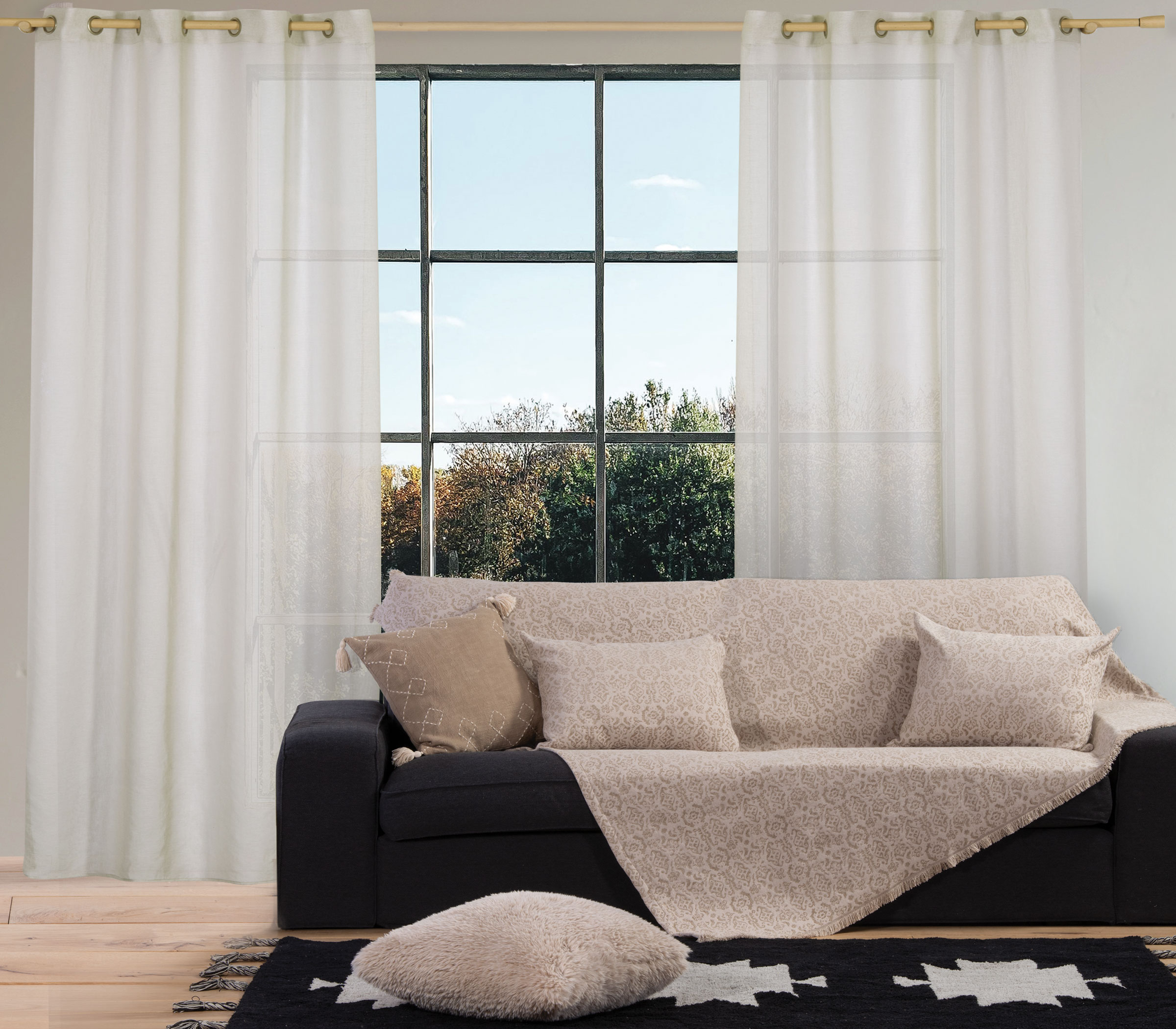 ΚΟΥΡΤΙΝΑ ΠΟΛ MONIQUE 140X265 ECRU - Image 2